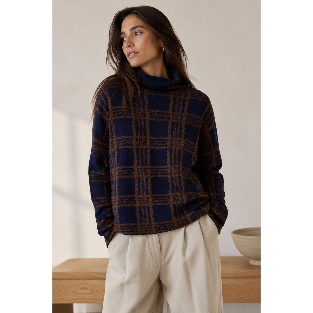 Vince Tartan Wool Cashmere Plaid Turtleneck Sweater S Quiet Luxury Autumn Preppy